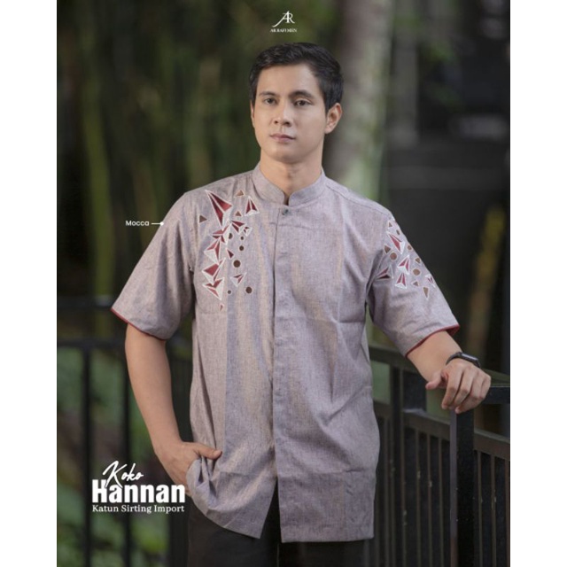 Koko Hannan by arrafi kemeja Koko pria lengan pendek bordir terbaru