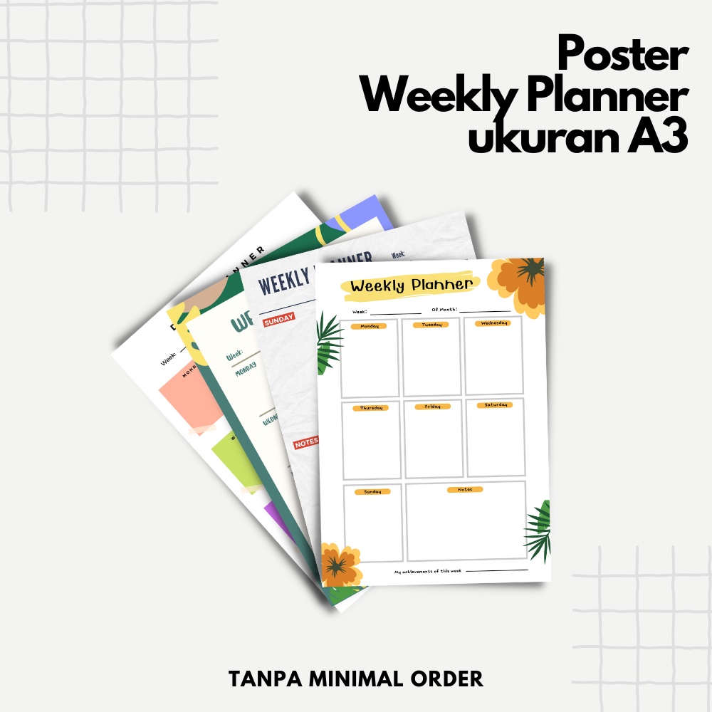 

Poster Weekly Planner ukuran A3 - murah