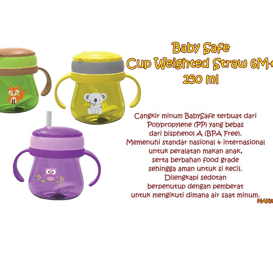 MAK14 Baby Safe botol minum sedotan Cup Weighted Straw 6m+ 250 ml Botol minum sedotan JP019