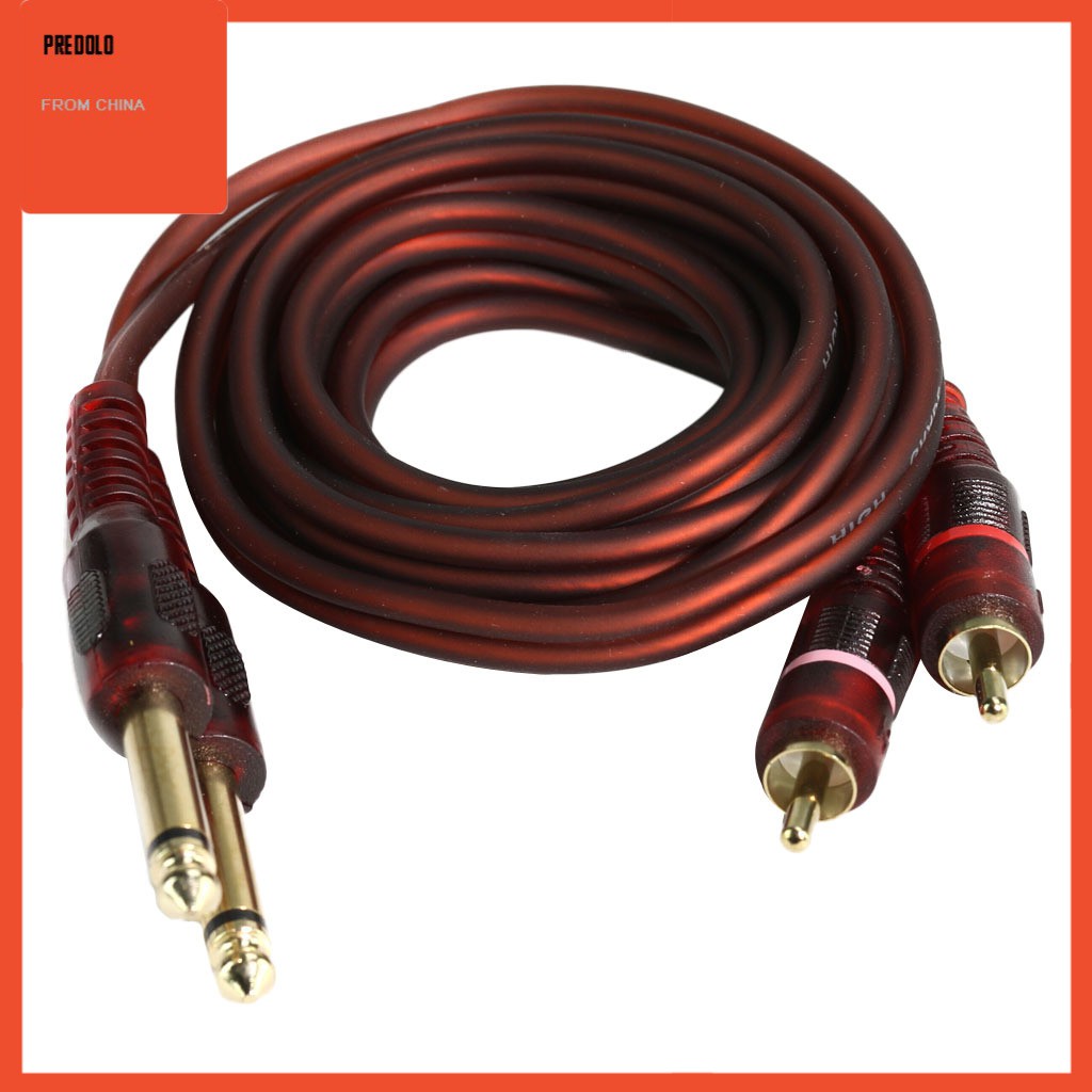 In Stock Audio Cable Dual 1/4&quot; Jack 6.35mm to Dual RCA Phono Male for Mixer Amplifier