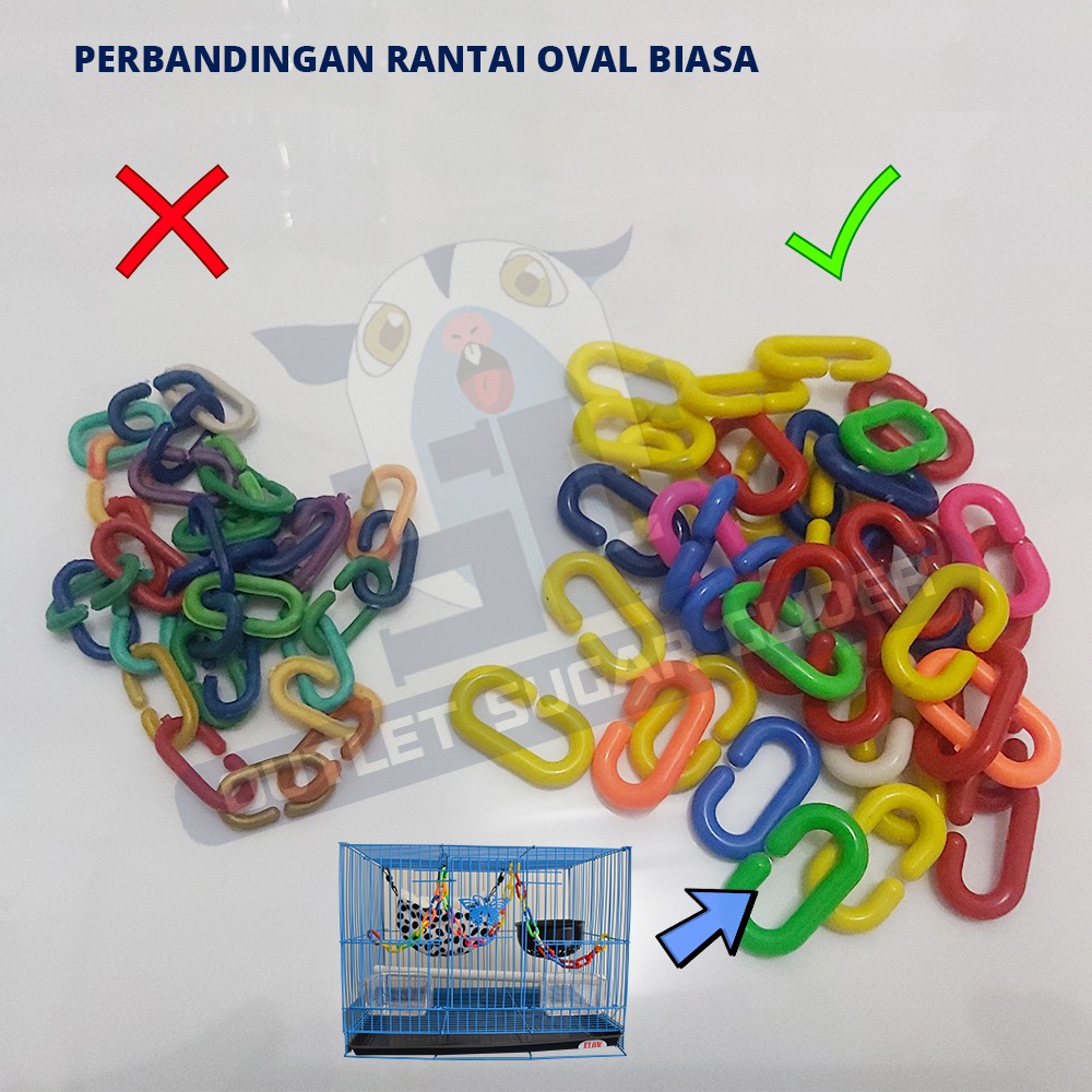 Mainan Sugar Glider Rantai Oval Penghias Kandang