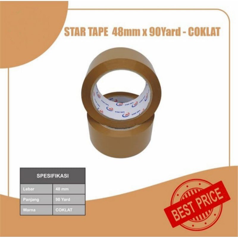 

Lakban STAR TAPE Coklat Lebar 48mm (2 Inch) Panjang 90 Yard