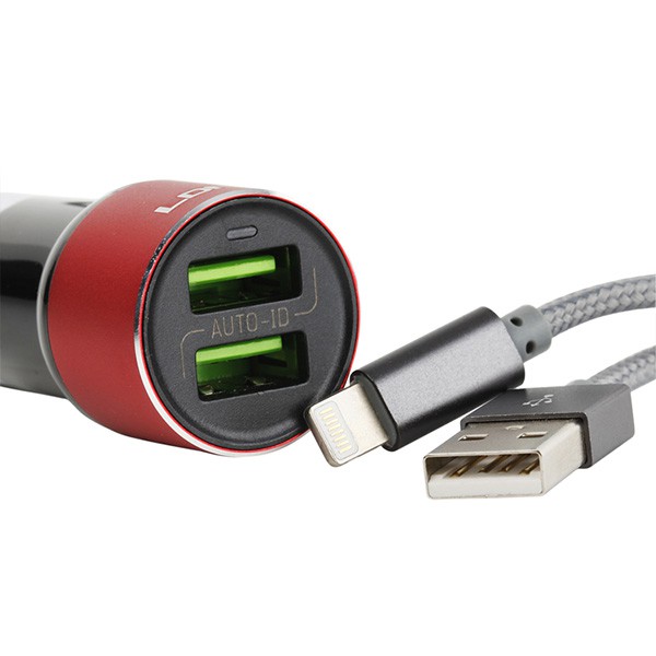 Car Charger 3.6A 2x USB LDNIO C303 + lightning cable