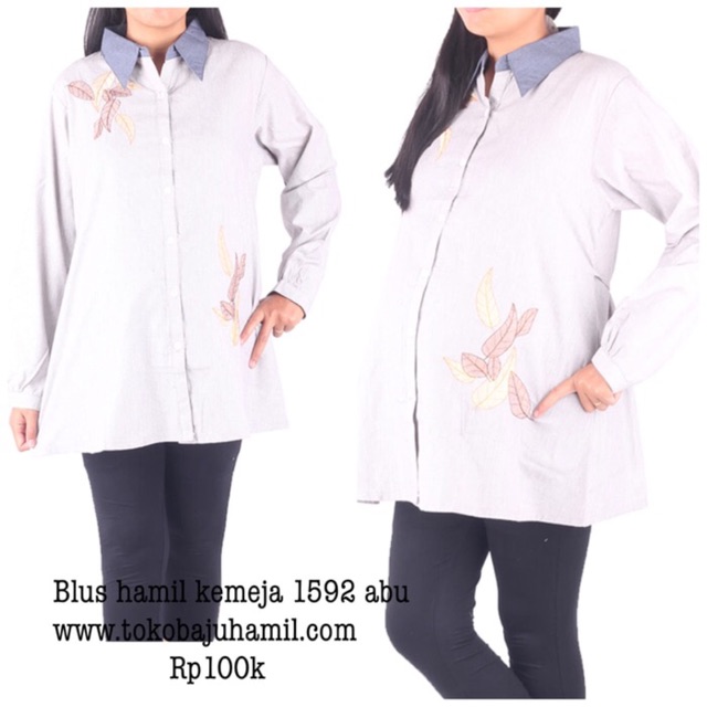 Baju hamil kerja blus 1592 abu