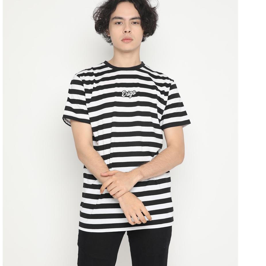 ☆Diskon☆ Erigo T-Shirt Stripe Hilko Black (๑꧆◡꧆๑)