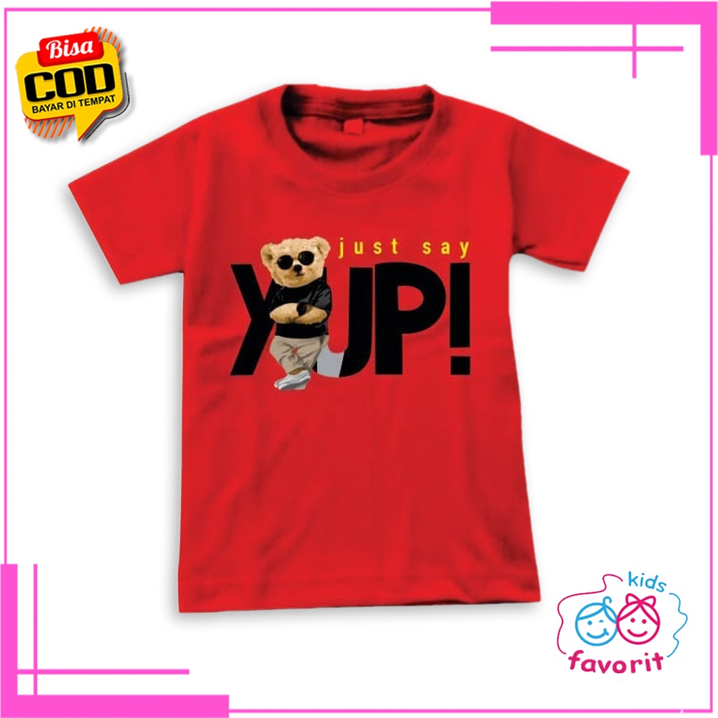 Favorit kids kaos atasan anak laki laki dan anak perempuan lengan pendek Motif Teddy bear YUP Size 1-10