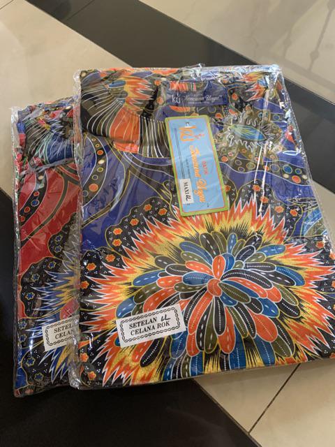 Stelan Celana Kulot Jumbo Ll Kencana Ungu Lebel Biru