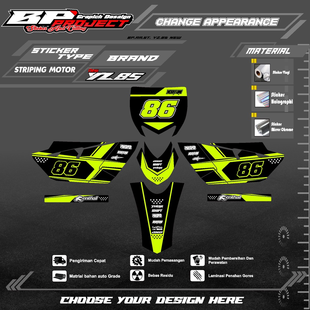 YZ85 NEW STICKER STRIPING MOTOR TRAIL YZ85 NEW - STIKER TRAIL BEBEK YZ 85 NEW VARIASI-STRIPING YZ 85