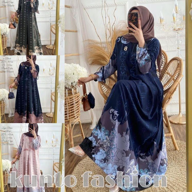Tidak Diragukan.. gamis maxmara ,gamis Lebaran bahan prada crepe motif look like vaniLa hijab /weari
