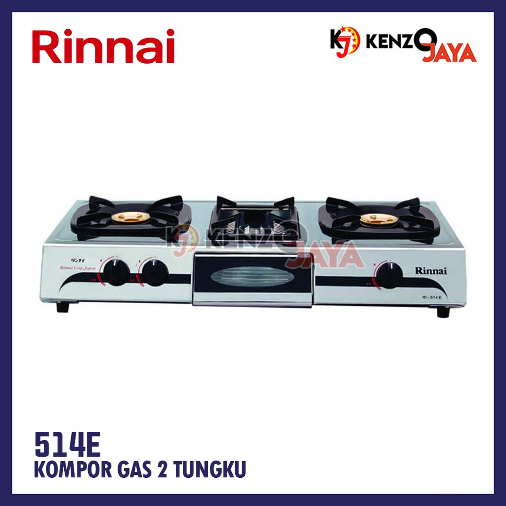 Kompor Gas 2 Tungku + Pemanggang RINNAI 514E