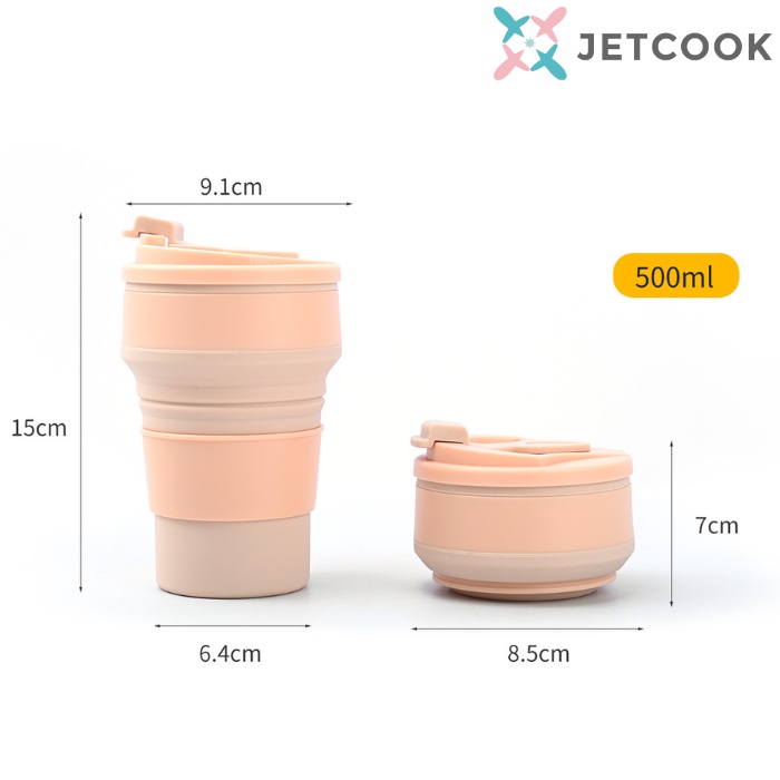 JetCook Collapsible Cup / Foldable Cup 500ml - Gelas Lipat Silicone Portable Tahan Panas