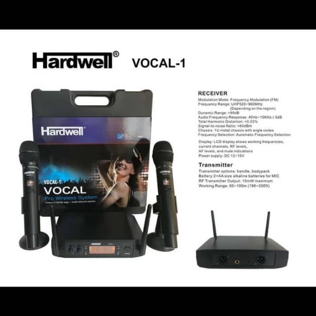 Mic wireless hardwell vocal-1 mic 2pegang .original