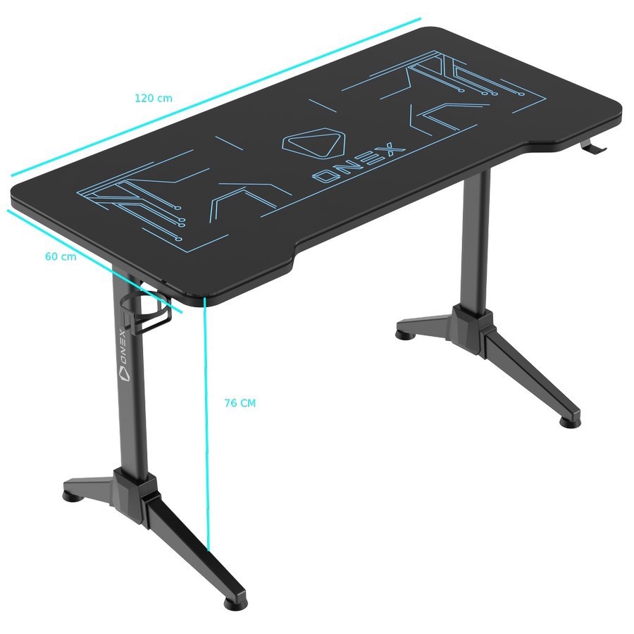 OneX GD1200G / GD 1200 G Tempered Glass Gaming Desk / Meja Komputer