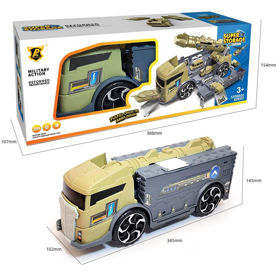 MWN Mainan Super Storage Truck Military Action Hijau Army No.P910-4