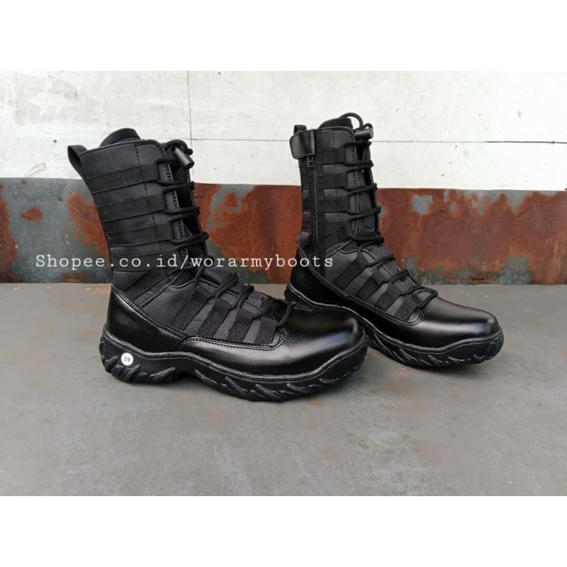 Sepatu PDL Ninja TNi kulit sapi Asli by wor army boots