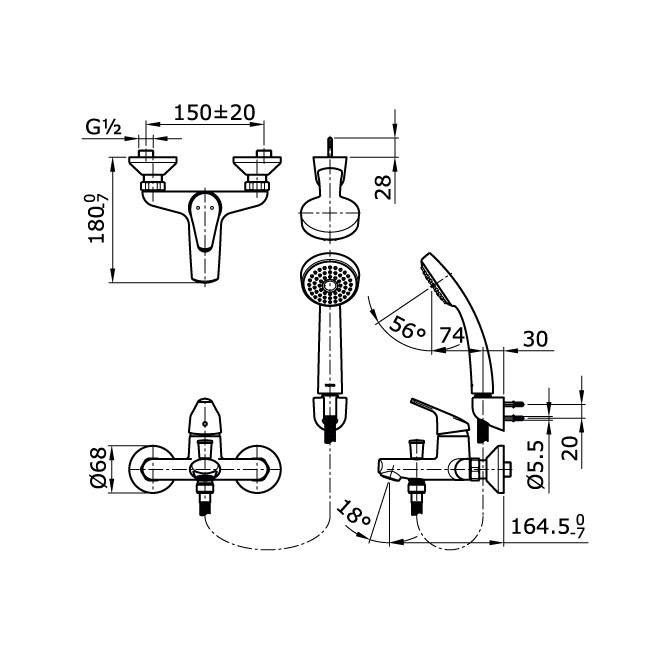 TOTO TX471KEA KRAN SHOWER SET PANAS DINGIN/ KRAN BATHTUB/ SINGLE LEVER