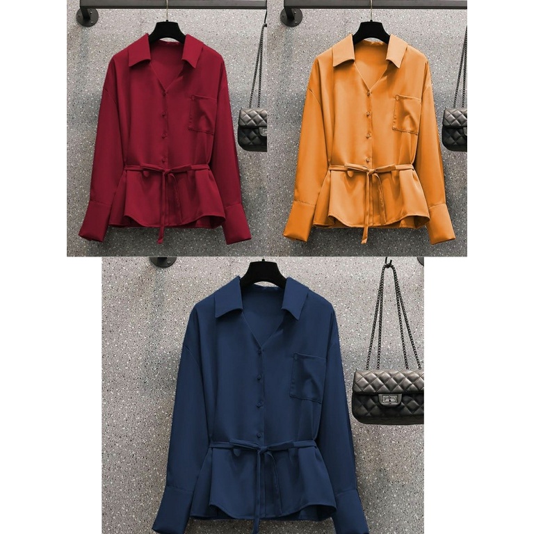 Hem V renata -- Baju Atasan Kemeja Wanita Kerja Kantor Casual Formal Trendy Model Kekinian Terbaru