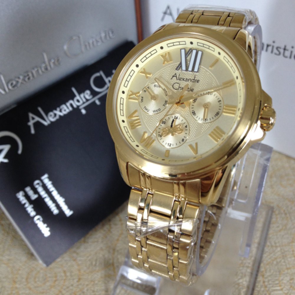 Jam Tangan Wanita Alexandre Christie 2494 full gold UPK Original