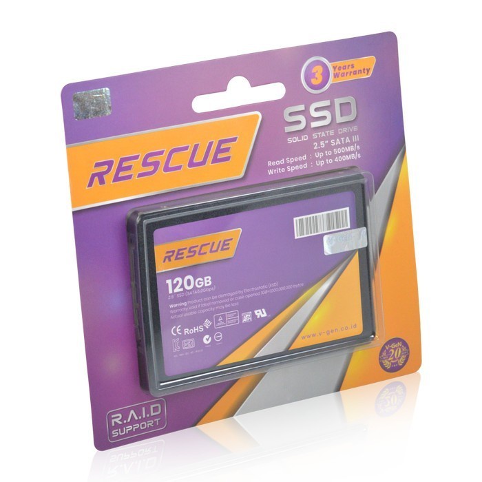 SSD SOLID STATE DRIVE VGEN RESCUE 120GB / V-GEN 120 GB SATA III 3 2.5&quot; GARANSI RESMI