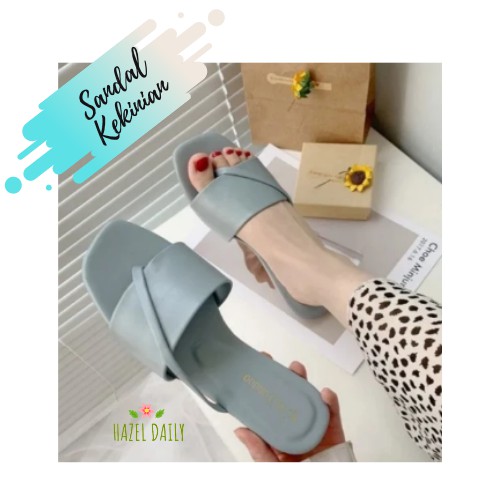 Sandal Wedges Jepit Polos // Wedges Jepit Bendul Suede Wanita