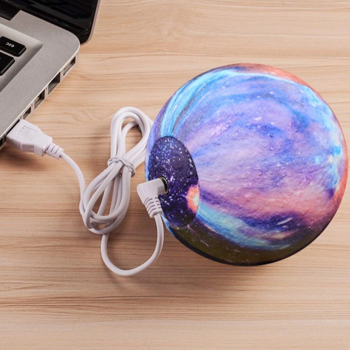 758 3D Print Colorful Starry Sky Lunar - Lampu Tidur Bentuk Planet - 10 cm