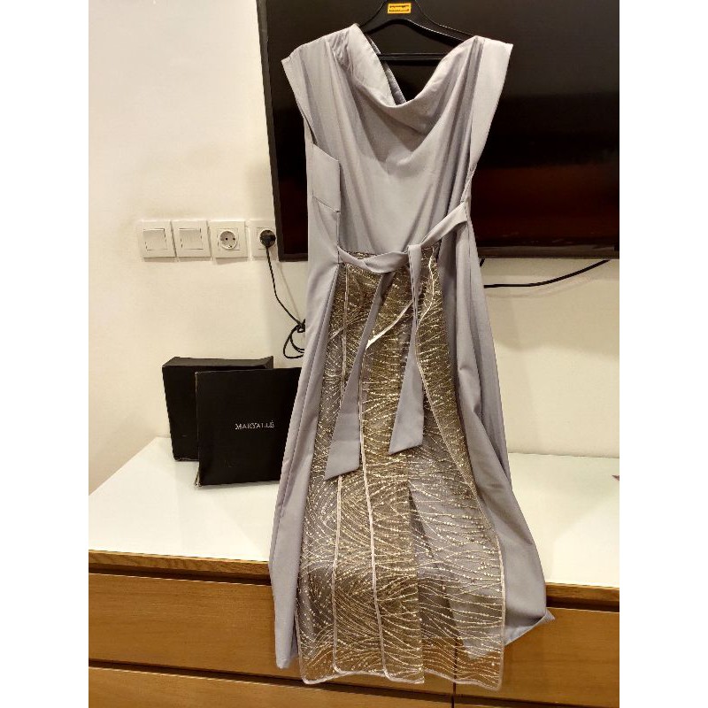 Purana Draper Dress Silver by maryalle studio