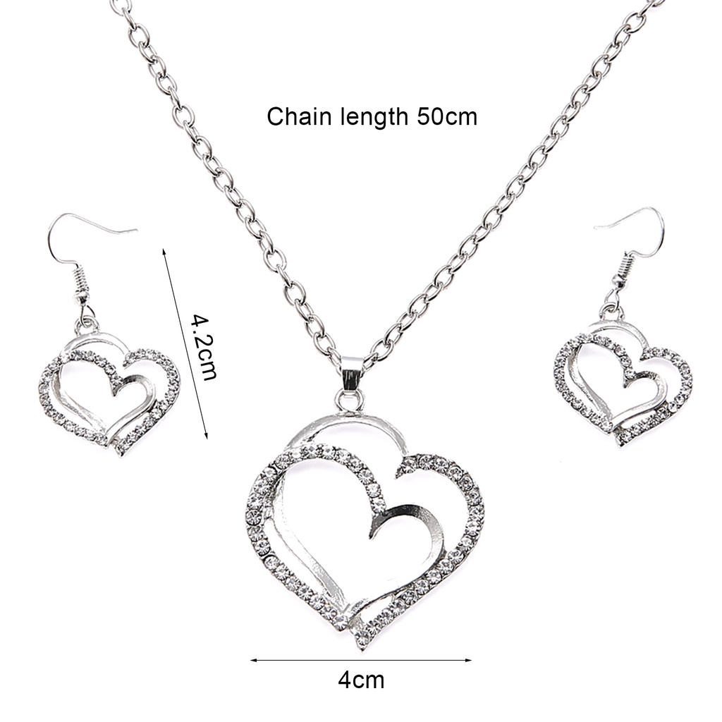 Hu Hu Hu Hu Hu Alat Bantu Pasang Kacamata♡ 1 Set Anting Kait Gantung Wanita Desain Hati Ganda 2 Warna Gaya Musim Panas Untuk Pernikahan