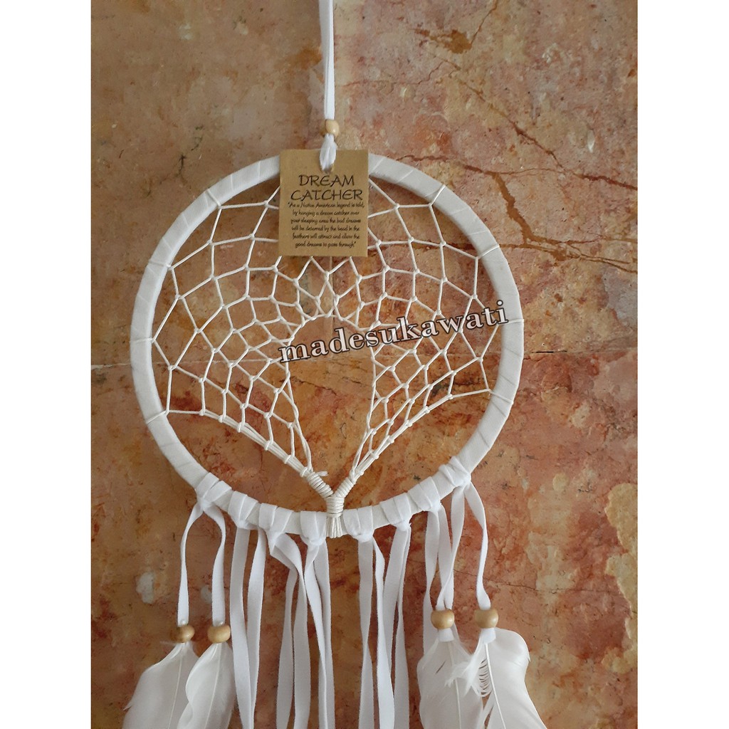 Dream catcher bulu ayam jaring laba laba 56cm