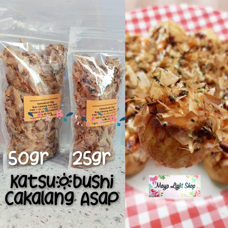 Katsuobushi cakalang asap 25gr 50gr ikan cakalang taburan takoyaki okonomiyaki fish flakes abon ikan