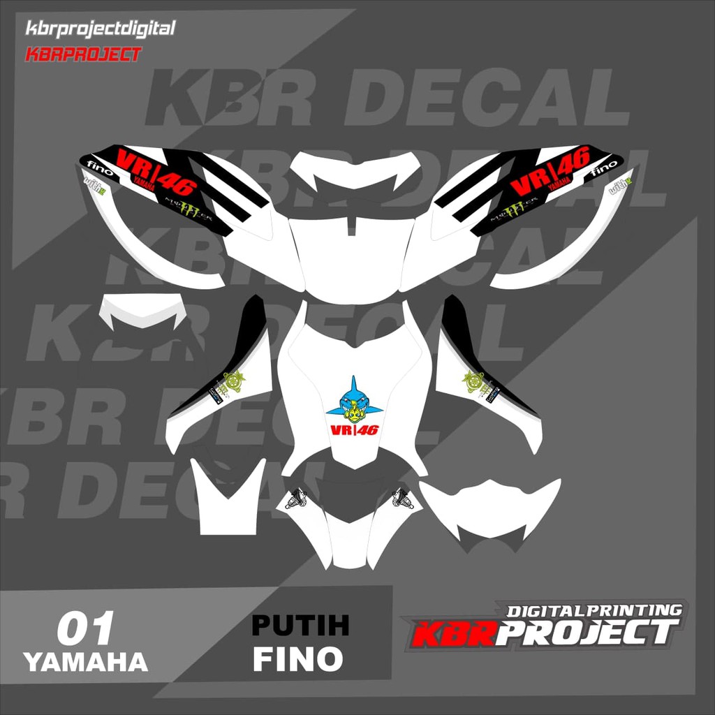 DECAL FINO STICKER VARIASI MOTIF GRAFIS DECAL MOTOR YAMAHA FINO 01 CUSTOM BEBAS BISA