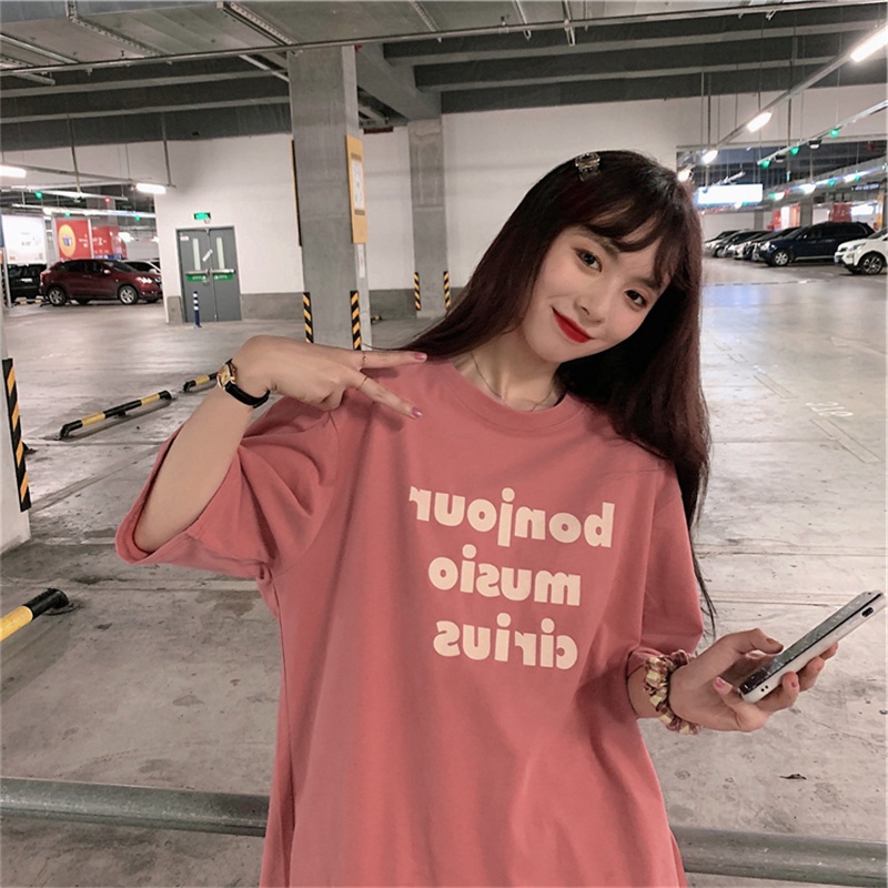 Kaos Atasan Lengan Pendek Wanita Fashion Korea/Premium Katun T-shirt Import/Baju Cewe Oversize(realpict)