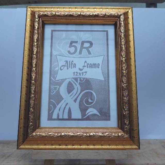 BINGKAI 5R | PIGURA 5R KAYU EMAS TUA MOTIF