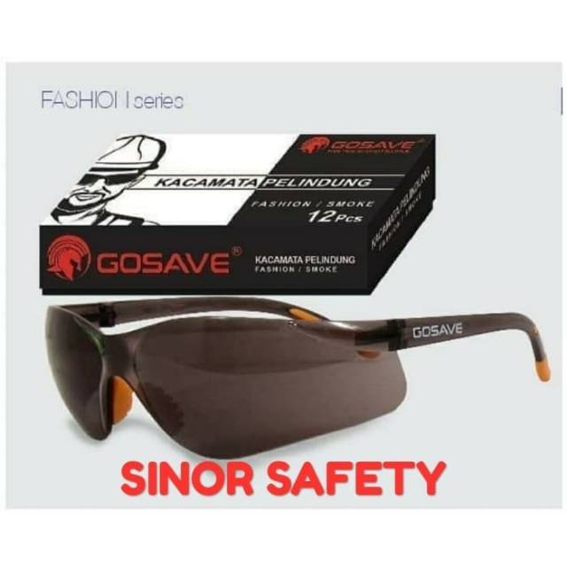 Kacamata Safety Glasses Fashion Hitam Smoke GOSAVE Motor Las Gerinda