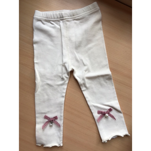 Pakaian Celana Legging Bayi  Panjang Perempuan Karet Pita Warna Beige Putih Anak Perempuan