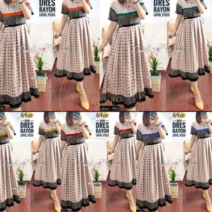 Penjualan Terbanyak.. MIDI DRESS RAYON ARKEN TERBARU TERLARIS | Dress midi Rayon