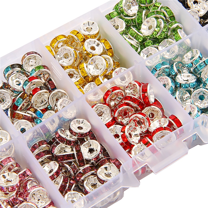 180/400 pcs Multicolor Logam Kristal Berlian Imitasi Longgar Spacer Beads Kit Gelang Kalung Anting-Anting DIY Perhiasan Membuat Aksesoris