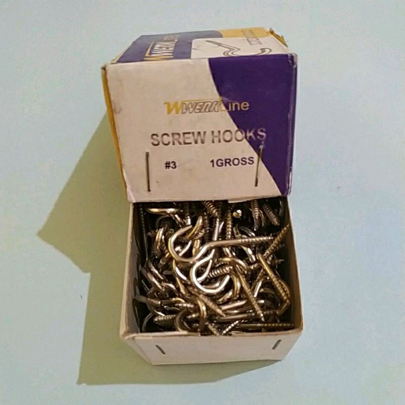 Skrup gantung buka no 3/ Screw Hooks harga 1 kotak