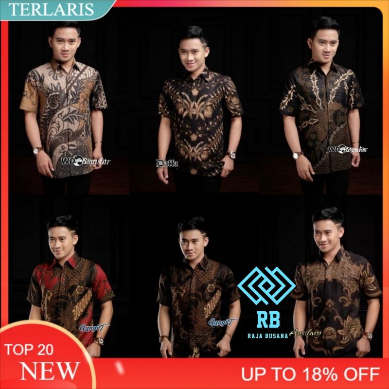 [ RAJA BUSANA ] Batik Pria Lengan Pendek Premium BATIK AZMIL HRB026 motif KERATONAN Kode 002 size M L XL XXL