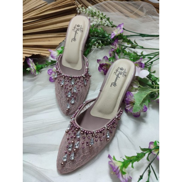 sepatu Sintya mauve cantik 3cm runcing