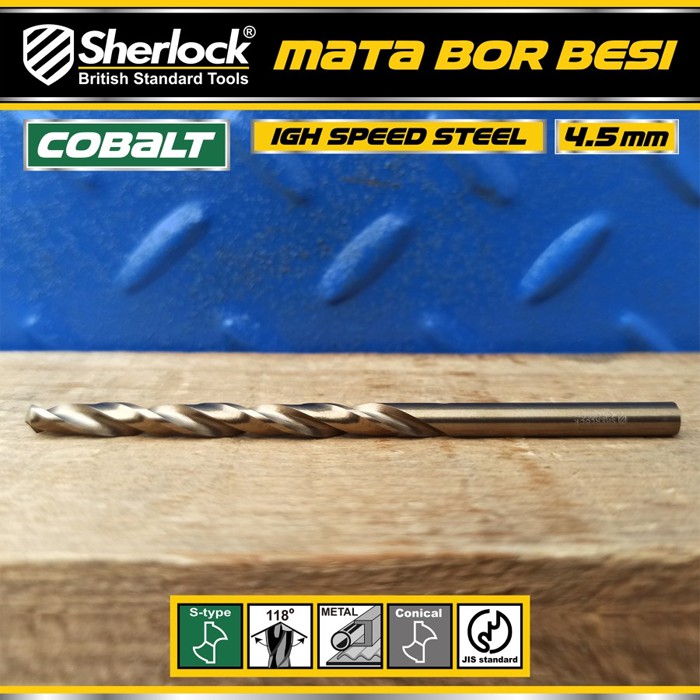 Mata Bor Besi 4.5 mm / Sherlock JIS Standard High Speed Steel Cobalt (1 Pcs)