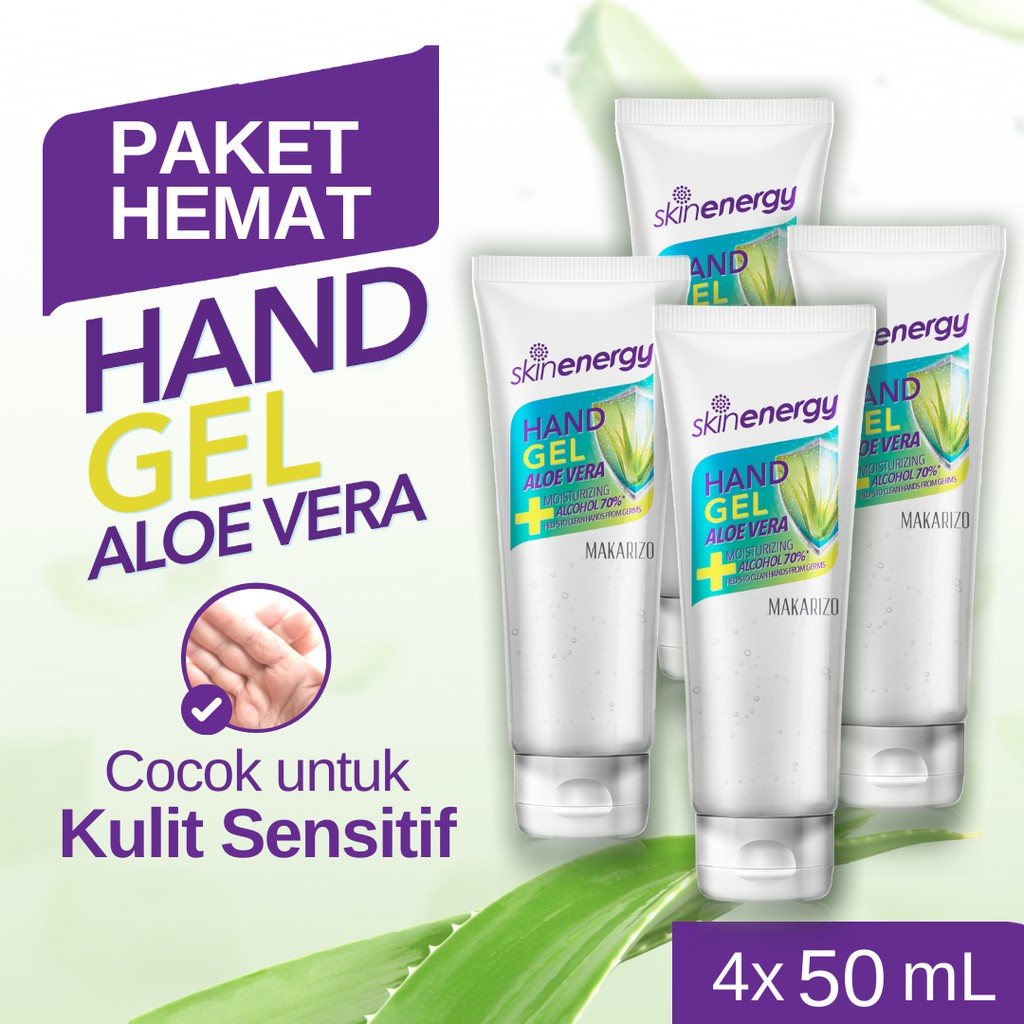 PAKET ISI 4 Makarizo Skin Energy Hand Gel Tube 50 mL - Hand Sanitizer Alkohol 70%
