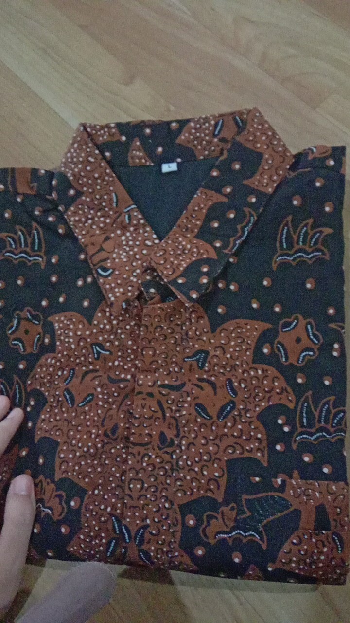 Hitam Coklat Kemeja Batik Pria Lengan Panjang Berfuring Asli Solo Motif Kisanak