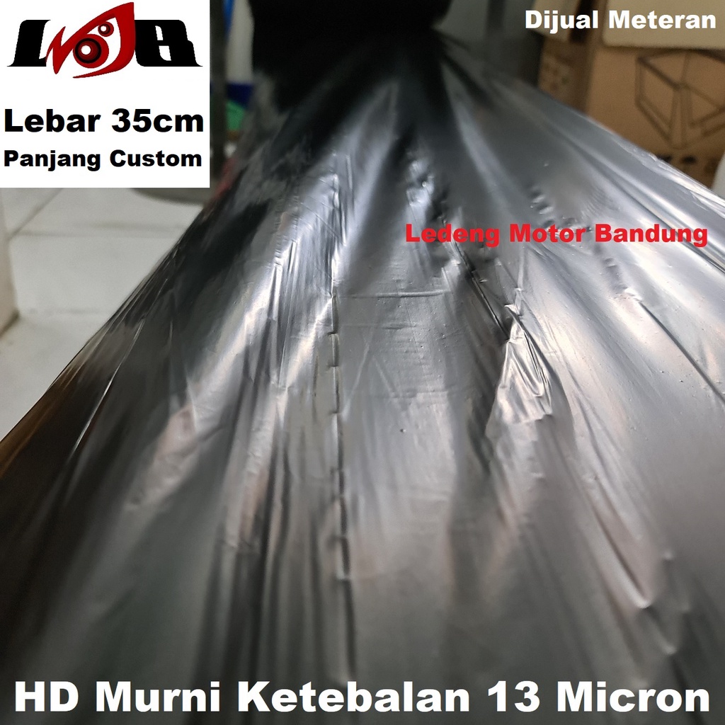 Kresek Meteran Packing Custom Kantong Plastik Hitam HD Murni 13 Micron