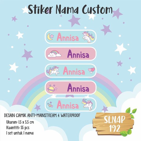 

sale sticker label nama waterproof rainbow unicorn SLNAP-192 Berkualitas