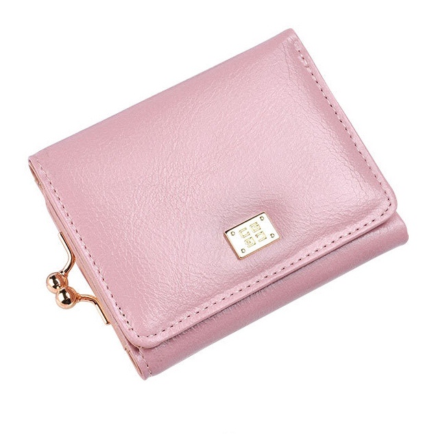 DOMPET WANITA LIPAT 3 MINI KULIT PINK IMPORT KECIL KARTU AEGUSA WA581P3 PREMIUM BATAM UANG KOIN SIMPLE PENDEK REMAJA KEKINIAN CEWEK MURAH BRANDED