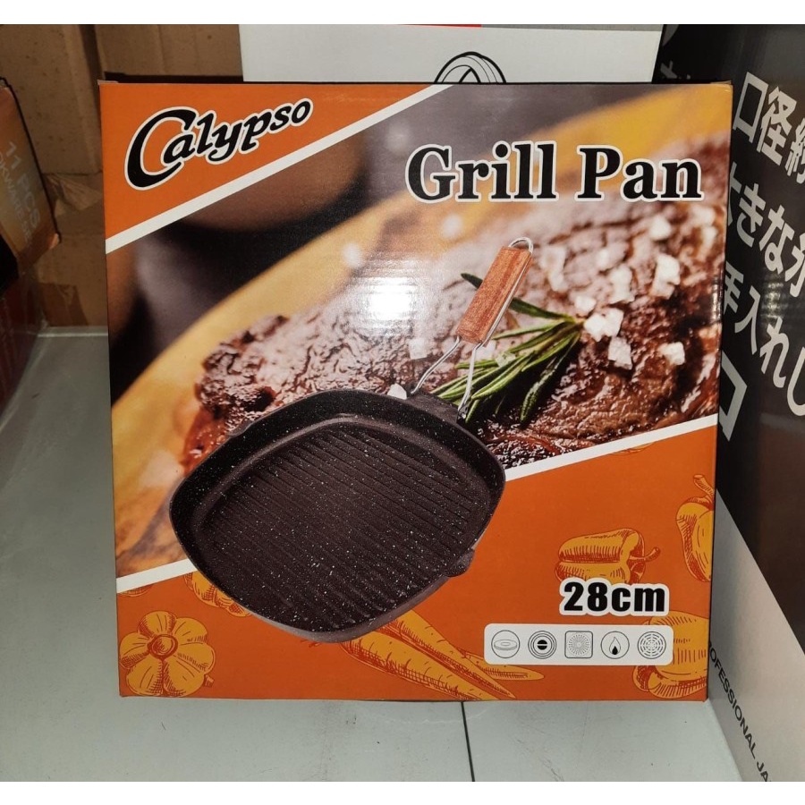 Calypso Frying Grill Pan 28 cm Pemanggang Bbq Enamel Anti Lengket