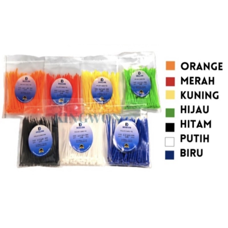 kabel ties 10 cm/cable ties/kabel serut/tali ties/ties warna/kabel ties warna/kabel pengikat plastik