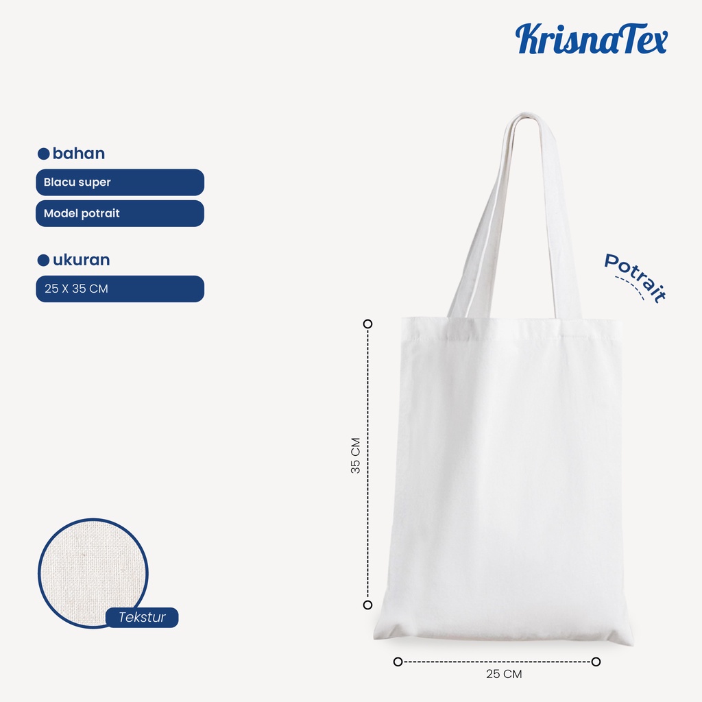 Tote Bag Blacu Polos 25 x 35 cm - Tas Belanja Kecil Goodie Bag Shopping Totebag