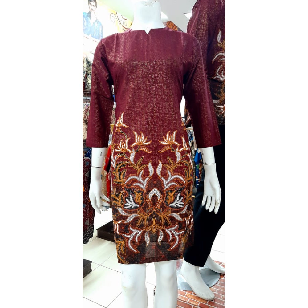 Bali Lestari |Batik Prada Dress|Tunik Lengan 7/8