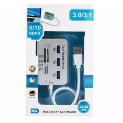 Usb 3.0 hub 3 port card reader micro sd Tf m2 sd mmc ms duo 7in1 5gbps with power dc 5v for pc laptop phone